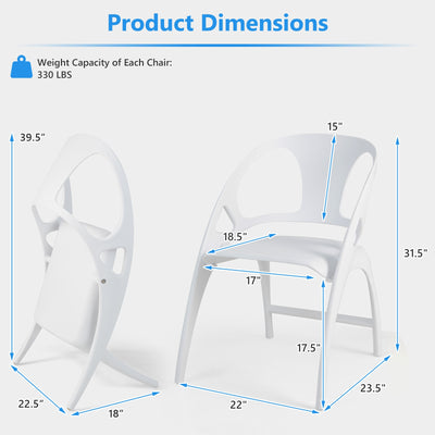 Folding Dining Chairs Set of 2 with Armrest and High Backrest-White