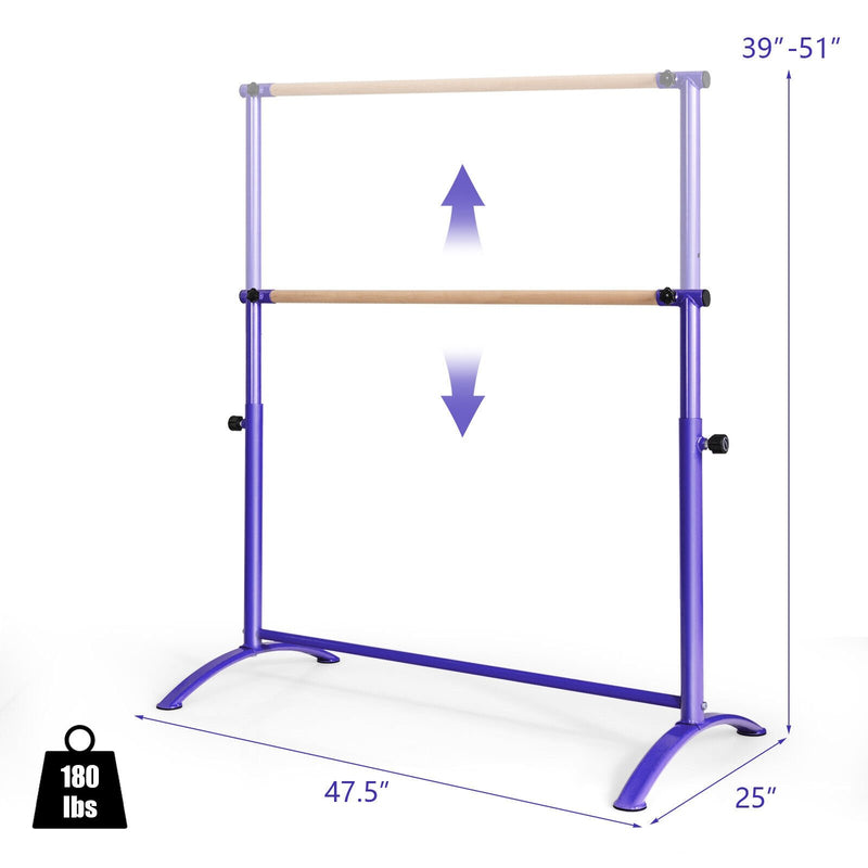 51 Inch Ballet Barre Bar with 4-Position Adjustable Height-Purple