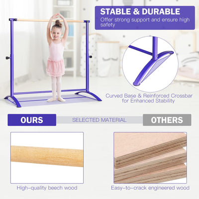 51 Inch Ballet Barre Bar with 4-Position Adjustable Height-Purple