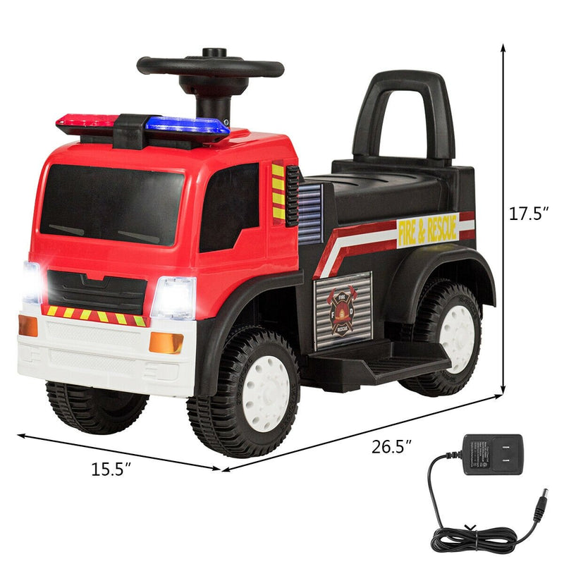 Kids 6V Battery Powered Electric Ride On Fire Truck