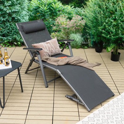 Outdoor Aluminum Chaise Lounge Chair with Quick-Drying Fabric