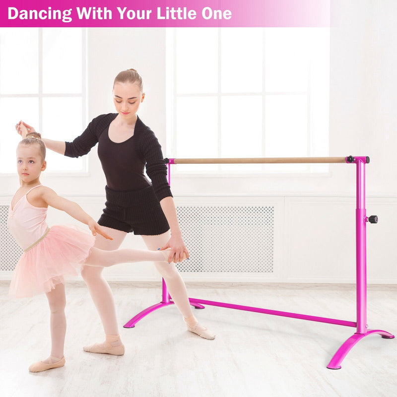 51 Inch Ballet Barre Bar with 4-Position Adjustable Height-Pink