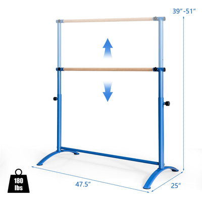 51 Inch Ballet Barre Bar with 4-Position Adjustable Height-Blue