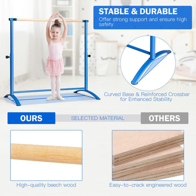 51 Inch Ballet Barre Bar with 4-Position Adjustable Height-Blue