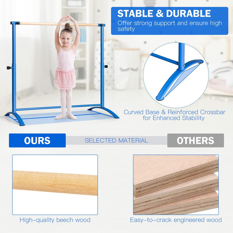 51 Inch Ballet Barre Bar with 4-Position Adjustable Height-Blue