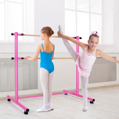 47 Inch Double Ballet Barre with Anti-Slip Footpads-Pink