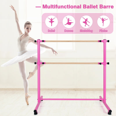 47 Inch Double Ballet Barre with Anti-Slip Footpads-Pink