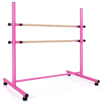 47 Inch Double Ballet Barre with Anti-Slip Footpads-Pink