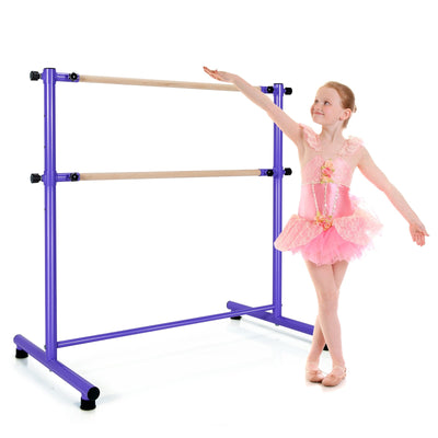 47 Inch Double Ballet Barre with Anti-Slip Footpads-Purple