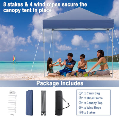 6.6 x 6.6 Feet Outdoor Pop-up Canopy Tent with UPF 50+ Sun Protection-Blue