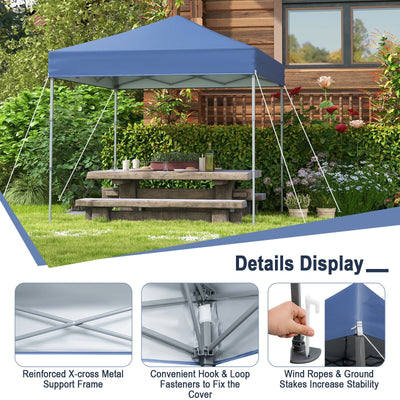 6.6 x 6.6 Feet Outdoor Pop-up Canopy Tent with UPF 50+ Sun Protection-Blue