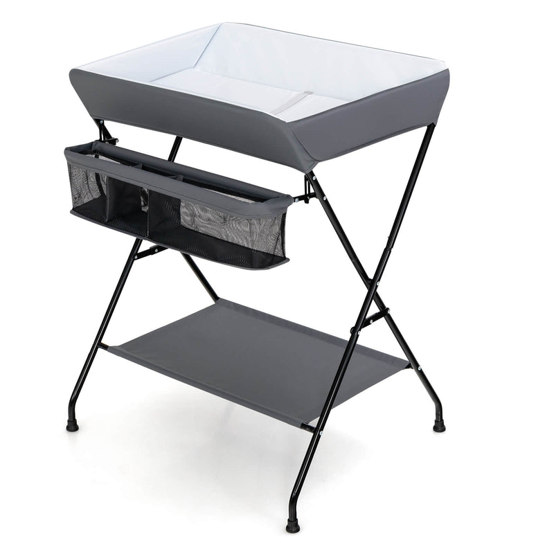 Baby Storage Folding Diaper Changing Table-Gray