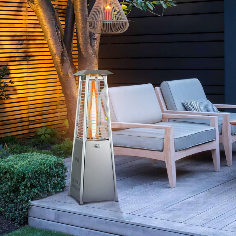 9500 BTU Portable Stainless Steel Tabletop Patio Heater with Glass Tube