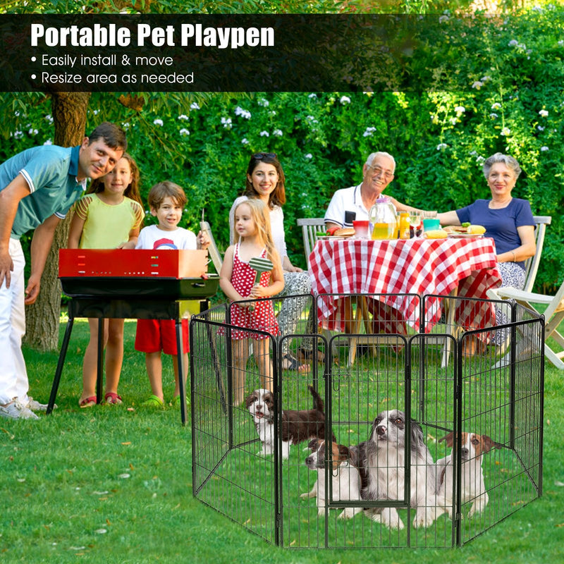 8 Metal Panel Heavy Duty Pet Playpen Dog Fence with Door-48 inches