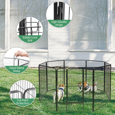 8 Metal Panel Heavy Duty Pet Playpen Dog Fence with Door-48 inches