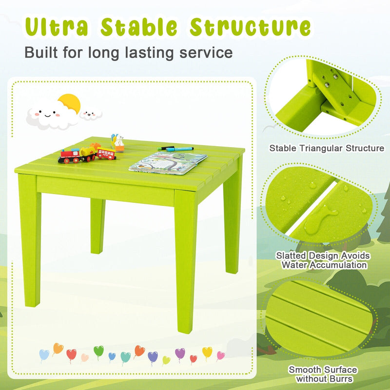 25.5 Inch Square Kids Activity Play Table-Green