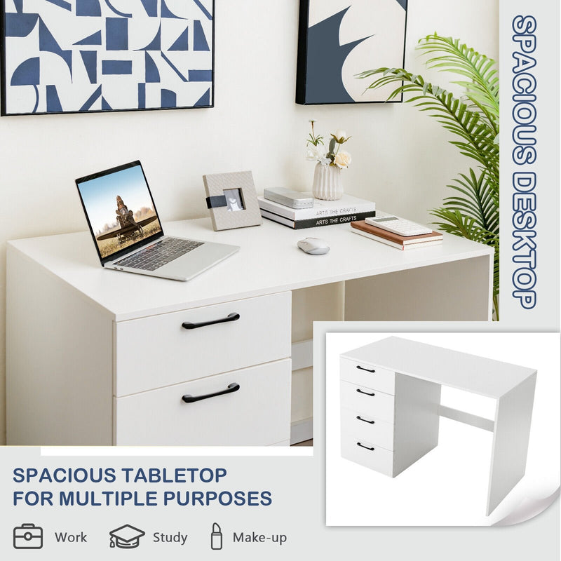 43.5 Inch Computer Desk with 4 Large Drawers-White