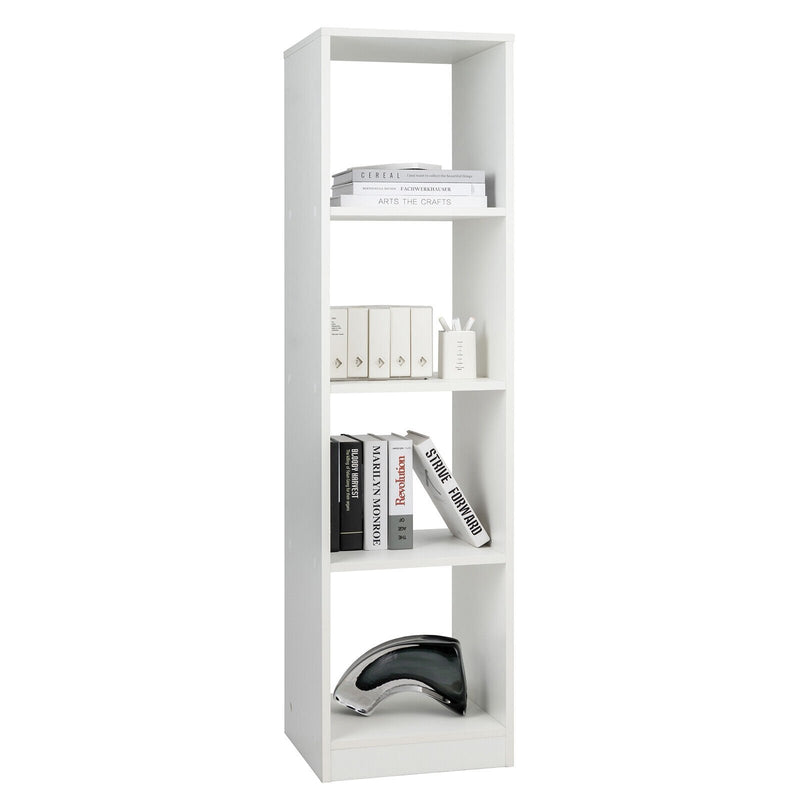 5 Tiers 4-Cube Narrow Bookshelf with 4 Anti-Tipping Kits-White