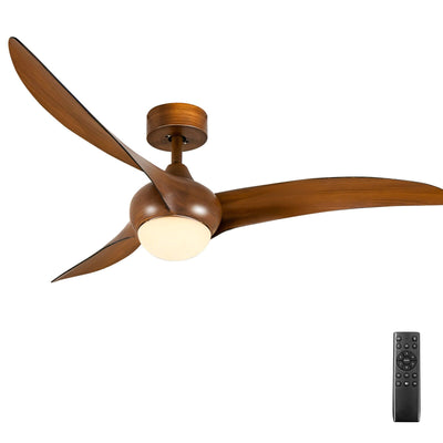 52 Inch Ceiling Fan with Changeable Light Color and 6-Level Adjustable Speed-Brown