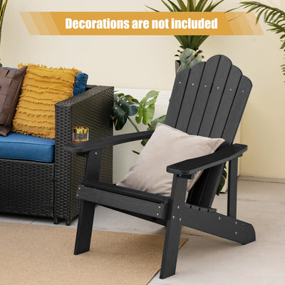 Weather Resistant HIPS Outdoor Adirondack Chair with Cup Holder-Black