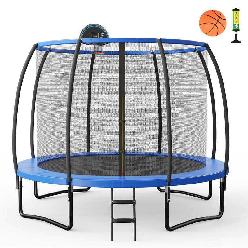 8/10 Feet Recreational Trampoline with Basketball Hoop-10 ft