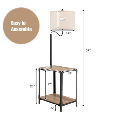 360° Rotatable Floor Lamp with End Table and USB Charging Ports