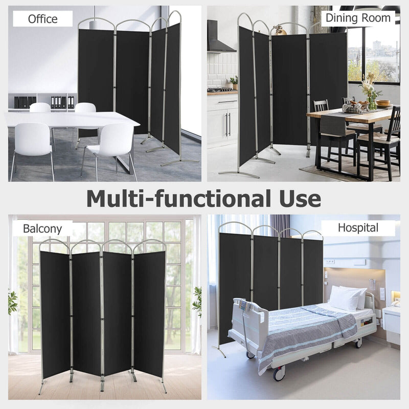 Folding 4-Panel Room Divider for Home Office Living Room-Black