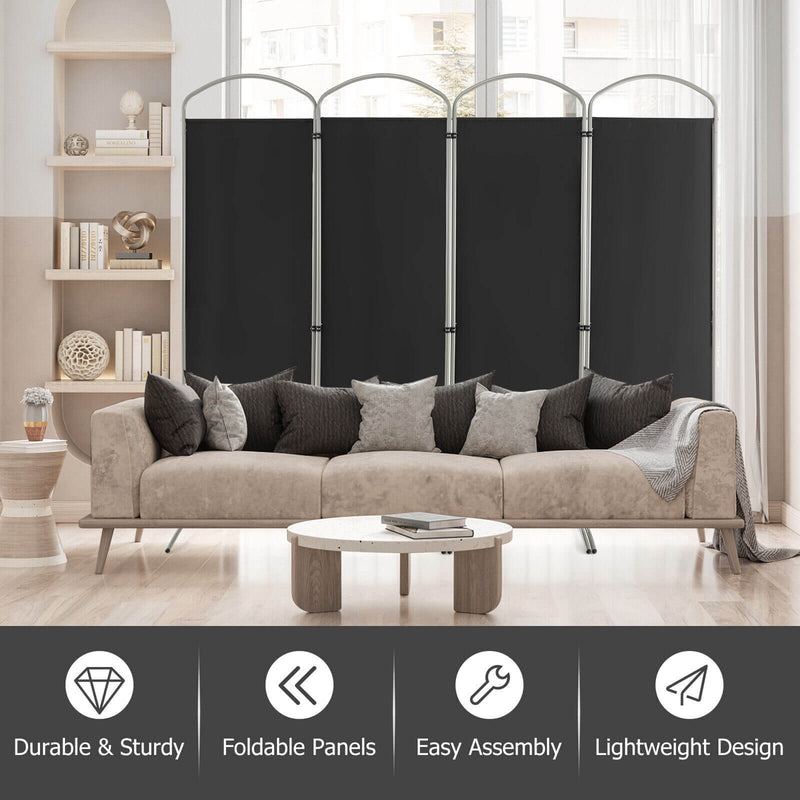 Folding 4-Panel Room Divider for Home Office Living Room-Black