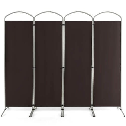 6.2Ft Folding 4-Panel Room Divider for Home Office Living Room -Brown