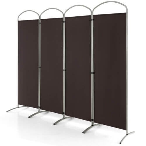 6.2Ft Folding 4-Panel Room Divider for Home Office Living Room -Brown