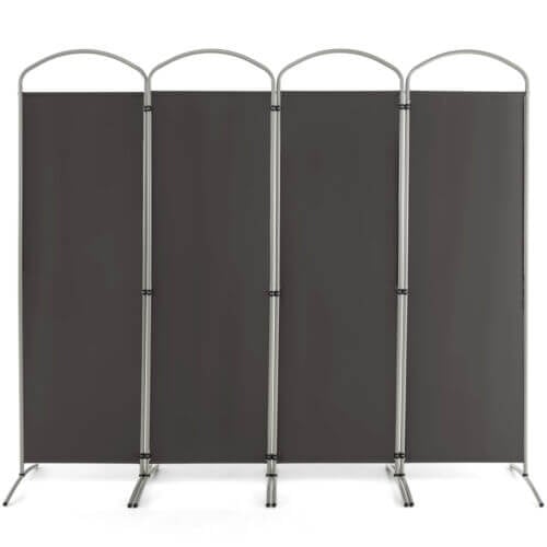 6.2Ft Folding 4-Panel Room Divider for Home Office Living Room -Gray