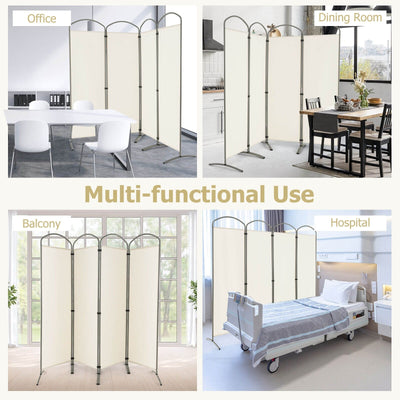 6.2Ft Folding 4-Panel Room Divider for Home Office Living Room -White