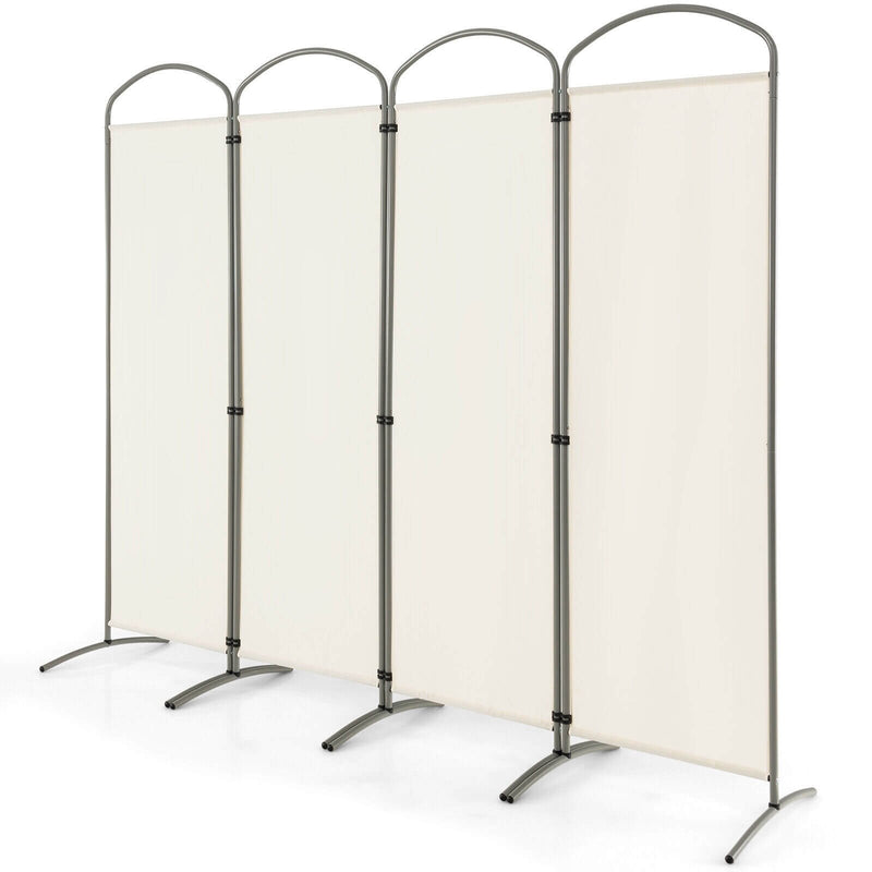 6.2Ft Folding 4-Panel Room Divider for Home Office Living Room -White