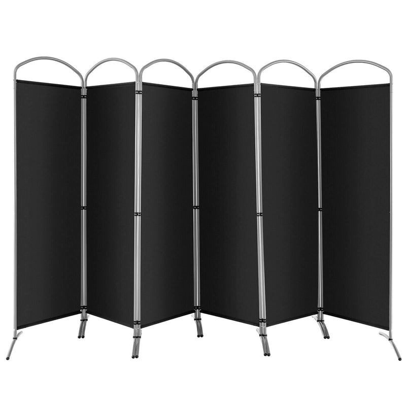 6-Panels Freestanding Folding Privacy Screen-Black