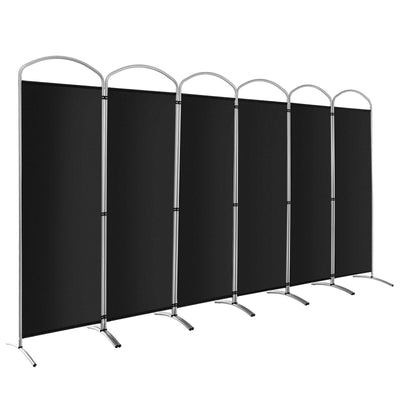 6-Panels Freestanding Folding Privacy Screen-Black