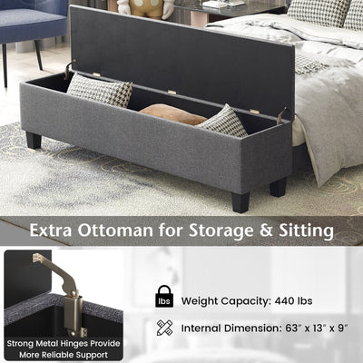 Full/Queen/Twin Upholstered Bed Frame with Ottoman Storage-Queen Size