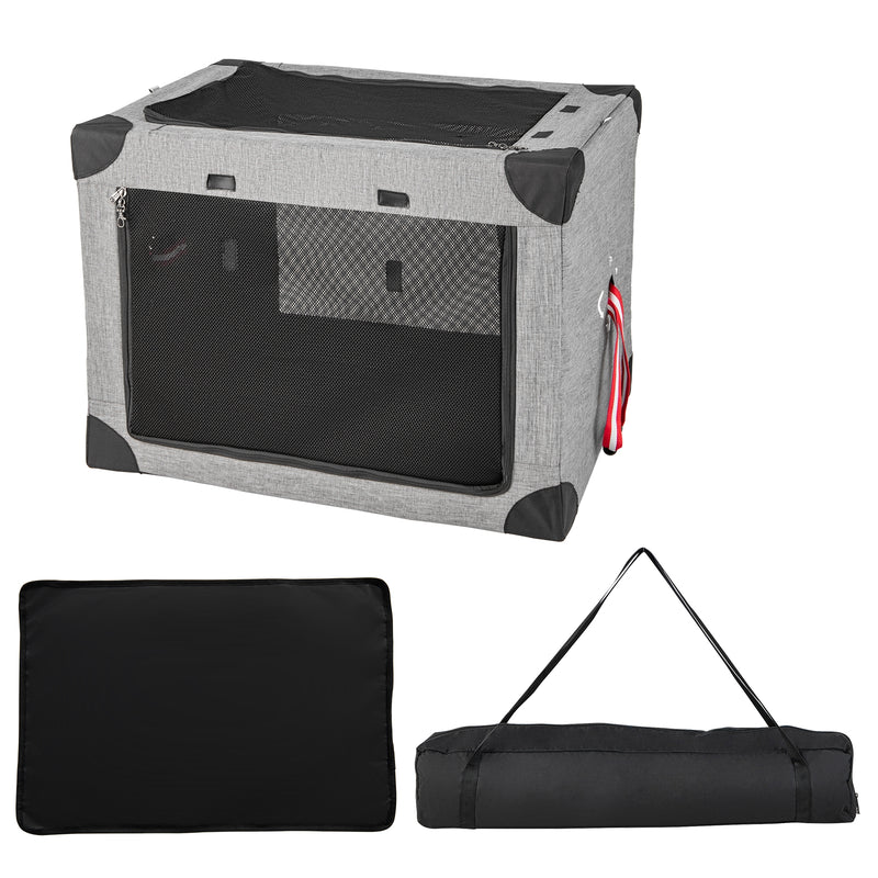 M/L/XL 3-Door Dog Crate with Removable Pad and Metal Frame-XL