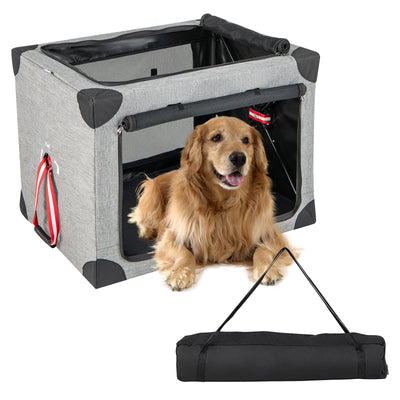 M/L/XL 3-Door Dog Crate with Removable Pad and Metal Frame-XL