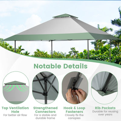 13 x 13 Feet Pop-Up Patio Canopy Tent with Shelter and Wheeled Bag-Gray