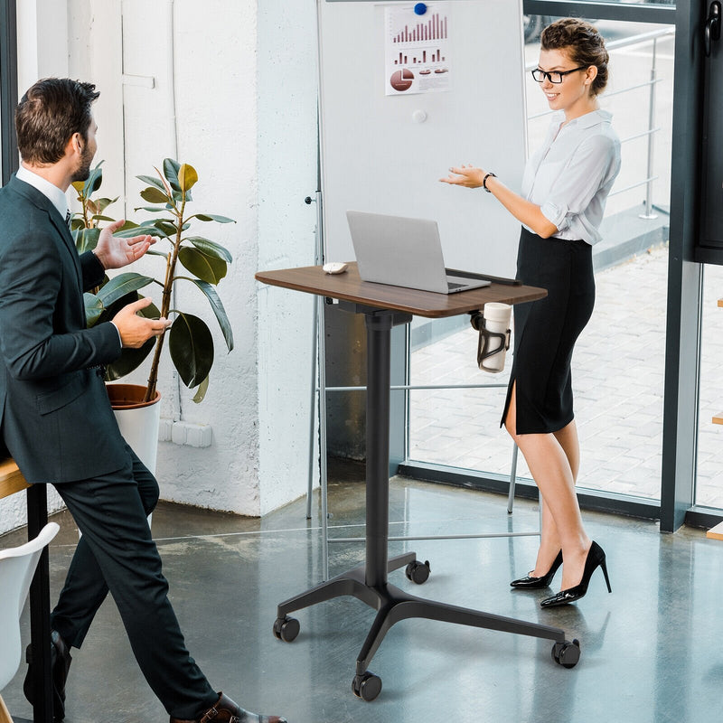 Pneumatic Standing Desk with Anti-fall Baffle and Cup Holder