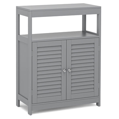 Freestanding Bathroom Floor Cabinet with Double Shutter Doors-Gray