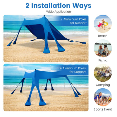 10 x 10 Feet Outdoor Sunshade Beach Canopy Tent for Camping-Blue