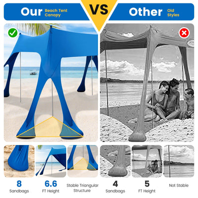 10 x 10 Feet Outdoor Sunshade Beach Canopy Tent for Camping-Blue