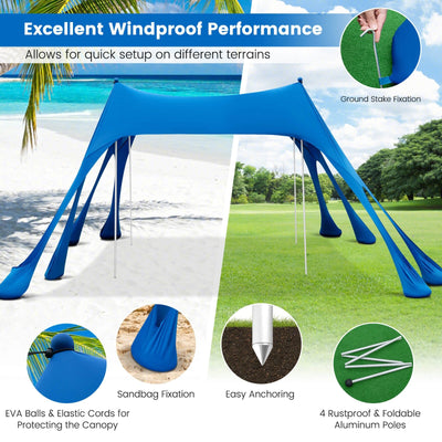 10 x 10 Feet Outdoor Sunshade Beach Canopy Tent for Camping-Blue