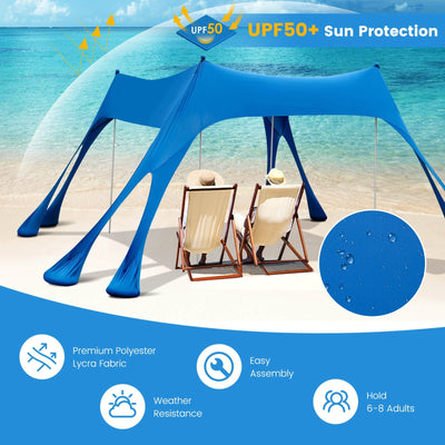 10 x 10 Feet Outdoor Sunshade Beach Canopy Tent for Camping-Blue