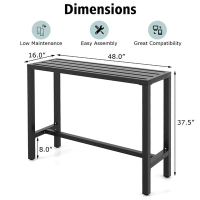 48/55 Inch Outdoor Bar Table with Waterproof Top and Heavy-duty Metal Frame-M