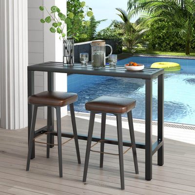 48/55 Inch Outdoor Bar Table with Waterproof Top and Heavy-duty Metal Frame-M