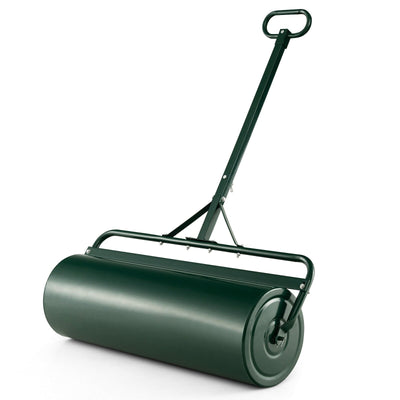 Metal Lawn Roller with Detachable Gripping Handle-Green