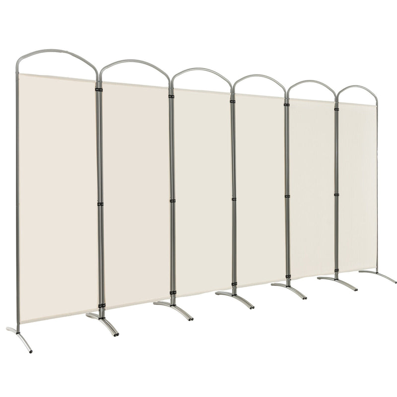 6 Feet 6-Panels Freestanding Folding Privacy Screen-White