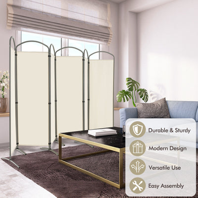 6 Feet 6-Panels Freestanding Folding Privacy Screen-White